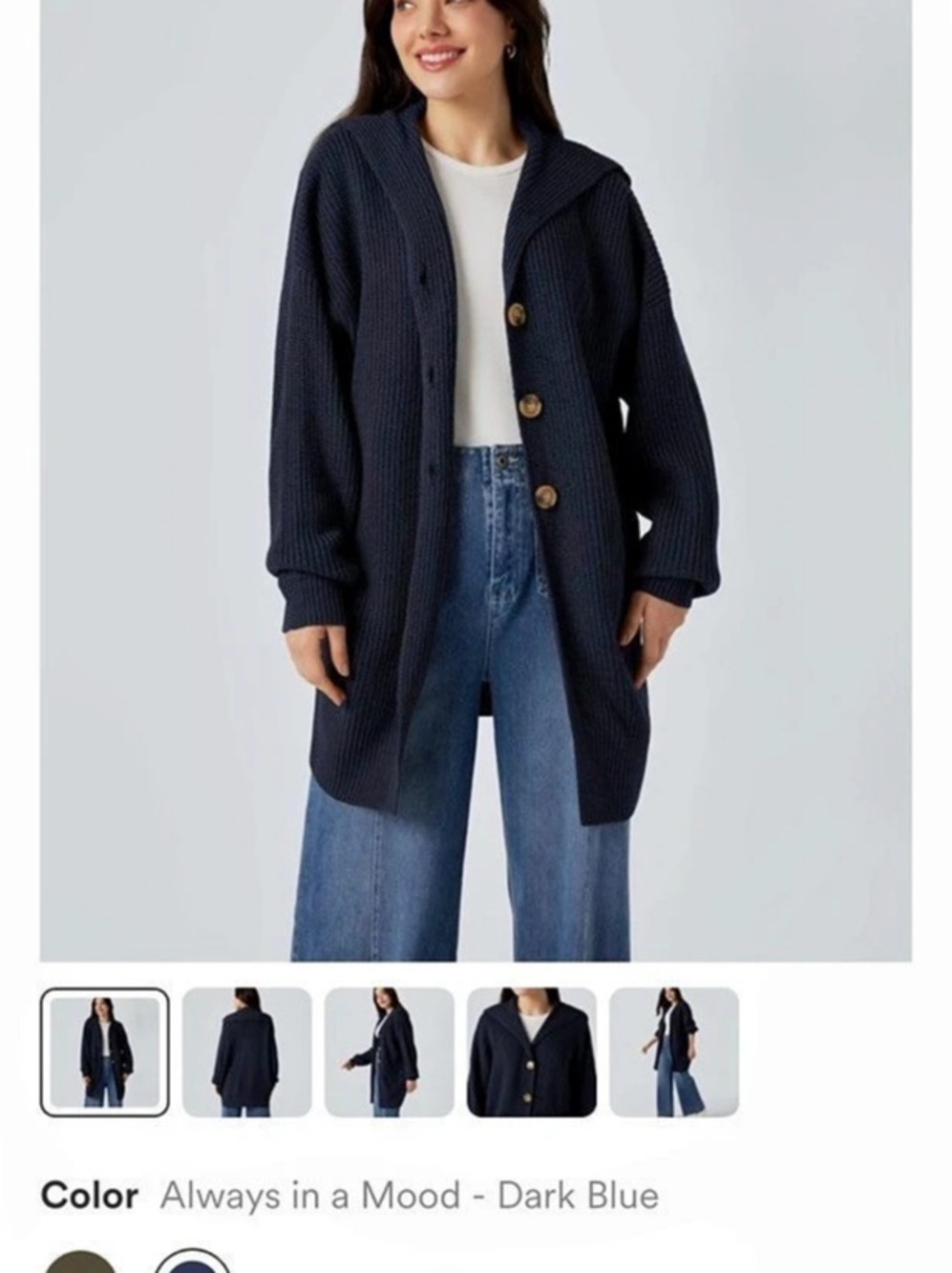 Halara Long Sleeve Cardigan in Navy Blue NWT
